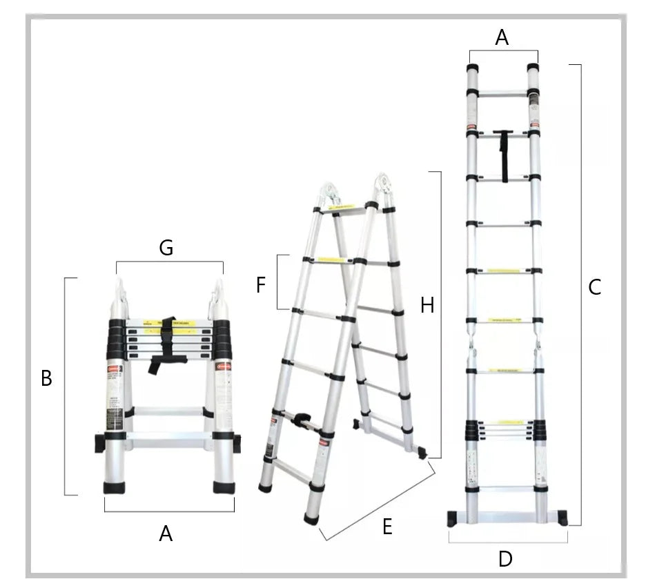 Escalera Telescópica de Aluminio Tipo Tijera de 1.9 + 1.9 Metros de Altura PST-H10-002 - SILYMX