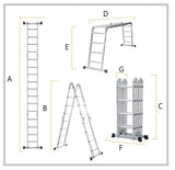Escalera Multiposiciones de Aluminio de 3.52 Metros Soporta 150 kg PST-H10-003 - SILYMX