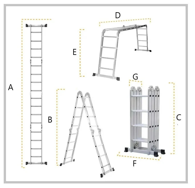 Escalera Multiposiciones de Aluminio de 3.52 Metros Soporta 150 kg PST-H10-003 - SILYMX