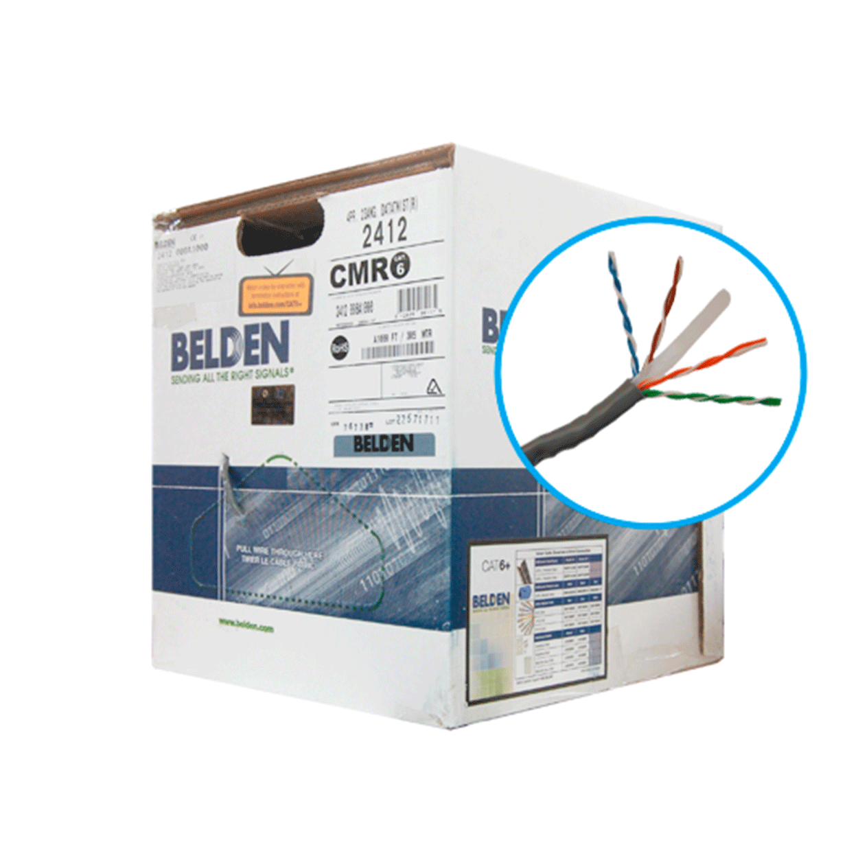 Bobina de Cable Belden Cat6+ UTP 305 Metros Gris 2412 0081000 - SILYMX