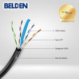 Cables Categoria 6BELDEN2412 010A1000Bobina Cable UTP Cat6 305m (1001ft) 23 AWG 350 MHz CMR Negro Belden 2412 010A1000 - SILYMX