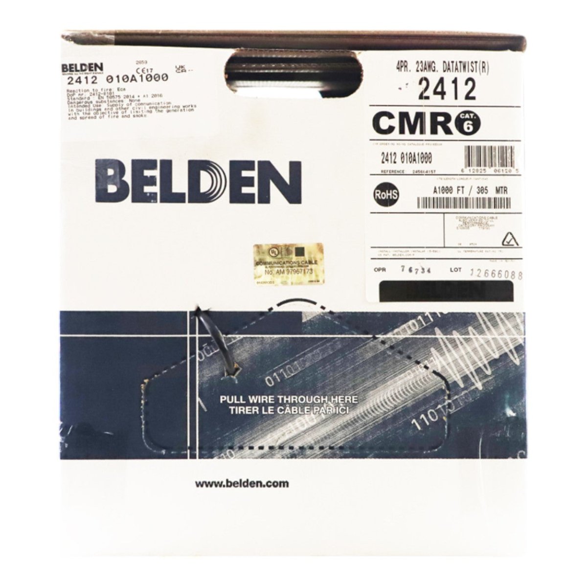 Bobina de Cable Belden Cat6 UTP 305 Metros Negro 2412 010A1000 - SILYMX