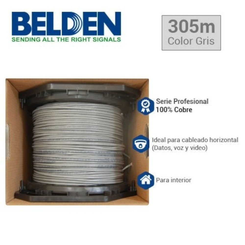 Bobina de Cable Belden Cat6+ UTP 305 Metros Gris 2412 0081000 - SILYMX