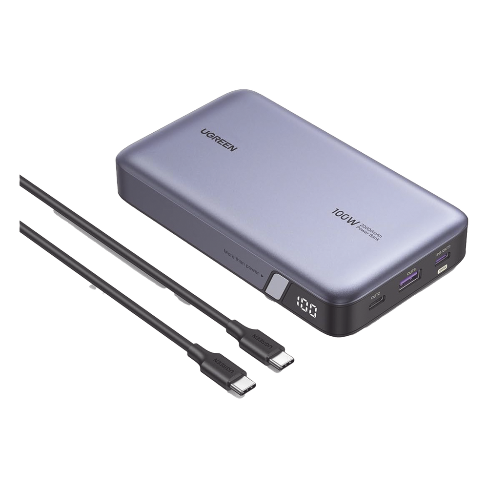 Power Bank 20000mAh 100W 3 Salidas USB-C + USB-A PD 3.0 QC 3.0 Pantalla Inteligente Carcasa Ignífuga UGREEN 25188 - Imagen 1