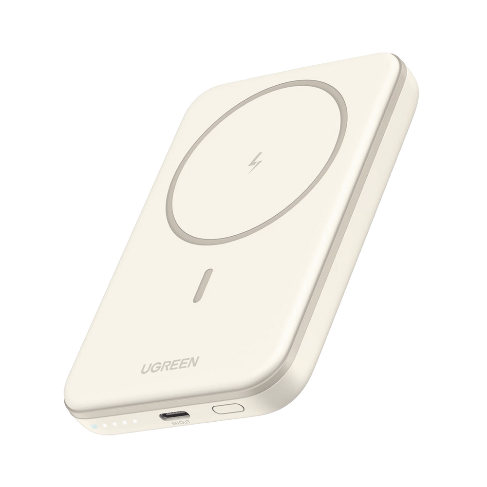 Power Bank MagSafe de 5000mAh 15W Carga Inalámbrica USB-C Sistema Inteligente Carga Rápida ligero Compatible iPhone Color Beige 25207 - SILYMX