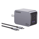 Cargador de Pared 65W GaN 3 Puertos 2 USB-C 1 USB-A PD3.1 QC4.0 Aluminio con Cable UGREEN Nexode Pro 25870 - Imagen 1