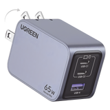 Cargador de Pared 65W GaN 3 Puertos 2 USB-C 1 USB-A PD3.1 QC4.0 Aluminio con Cable UGREEN Nexode Pro 25870 - Imagen 2