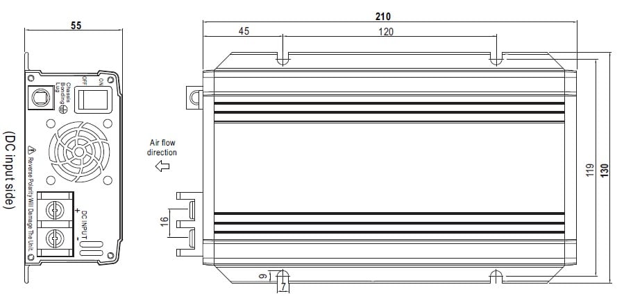 Inversor de Corriente de Onda Pura / Entrada 12 Vcd / Salida 450 W 110 Vca 60 Hz MEANWELL NTS450112US - SILYMX