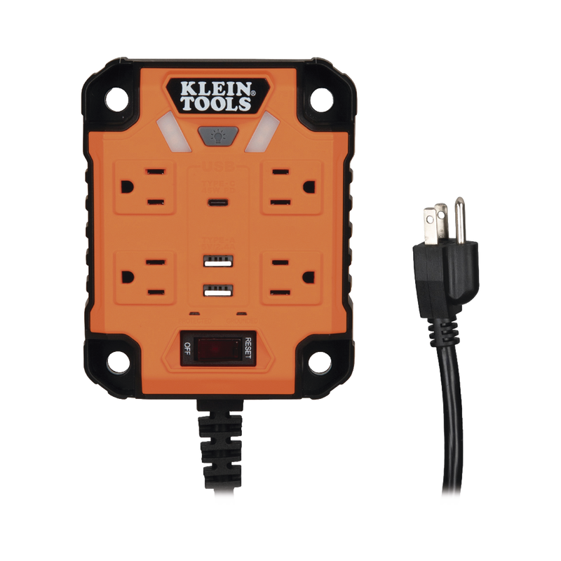 Multicontacto Powerbox 1, con 4 Salidas 120 Vca, 2 USB-A 1 USB-C, Luces LED Integradas y Soporte Magnético KLEIN TOOLS 29601 - SILYMX