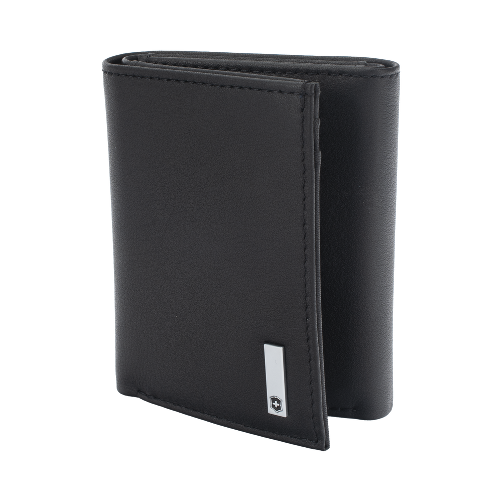 Cartera Athens Negra de Piel con Compartimento de Micromalla para ID. Doblable en 3 Partes con Divisor de Billetes. Pocket Wallet 3016-3501 - SILYMX