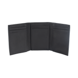 Cartera Athens Negra de Piel con Compartimento de Micromalla para ID. Doblable en 3 Partes con Divisor de Billetes. Pocket Wallet 3016-3501 - SILYMX