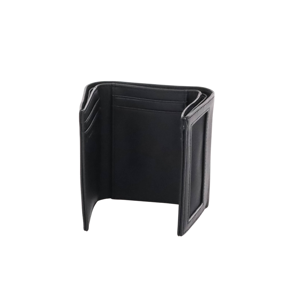 Cartera Athens Negra de Piel con Compartimento de Micromalla para ID. Doblable en 3 Partes con Divisor de Billetes. Pocket Wallet 3016-3501 - SILYMX