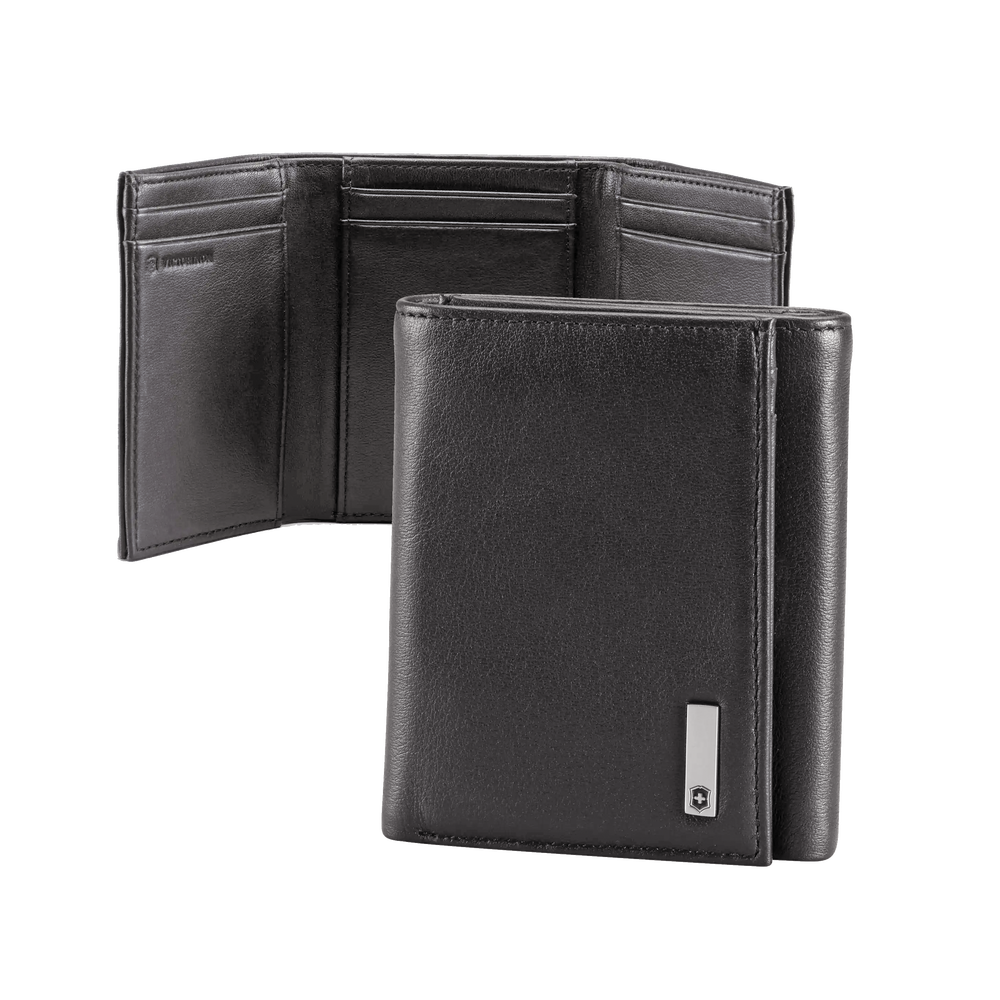 Cartera Athens Negra de Piel con Compartimento de Micromalla para ID. Doblable en 3 Partes con Divisor de Billetes. Pocket Wallet 3016-3501 - SILYMX