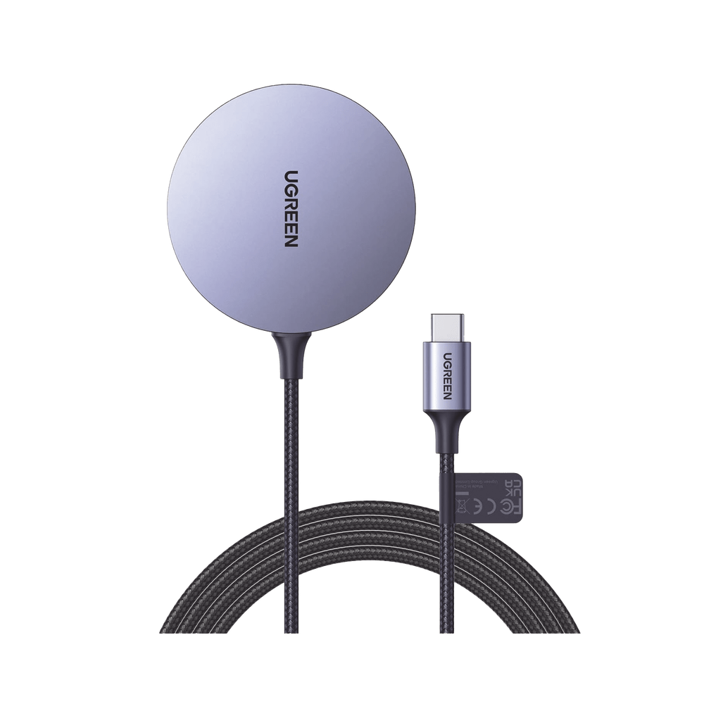 Cargador Inalámbrico Magnético 15W Magsafe Qi Certificado MFM Modulo de Carga Original Carga Rápida  Cable de Nylon Trenzado 1.5 metroS - SILYMX