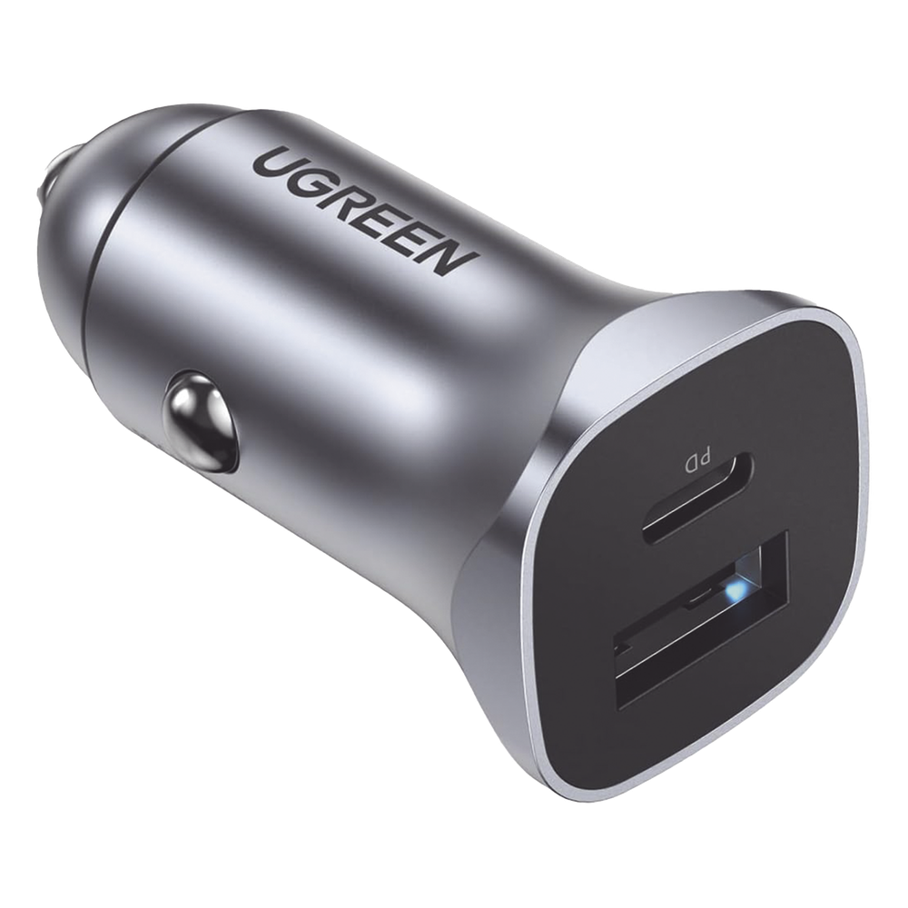 Cargador de Auto 24W Dual USB-C PD 3.0 y USB-A QC 3.0 12-24 VCD Aluminio UGREEN 30780 - Imagen 1