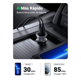 Cargador de Auto 24W Dual USB-C PD 3.0 y USB-A QC 3.0 12-24 VCD Aluminio UGREEN 30780 - Imagen 3