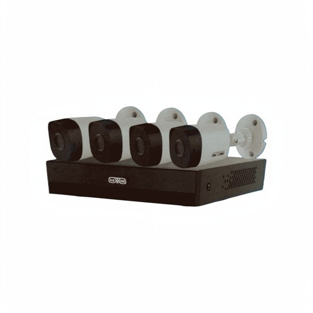 Kit CCTV 4 CámarasSAXXONSUA-KIT/XVR1E04-I/4-B10P-0280BKit CCTV SAXXON SUA - KIT/XVR1E04 - I/4 - B10P - 0280B · 4 Canales · 4 Cámaras 720p · Audio · HDCVI - SILYMX
