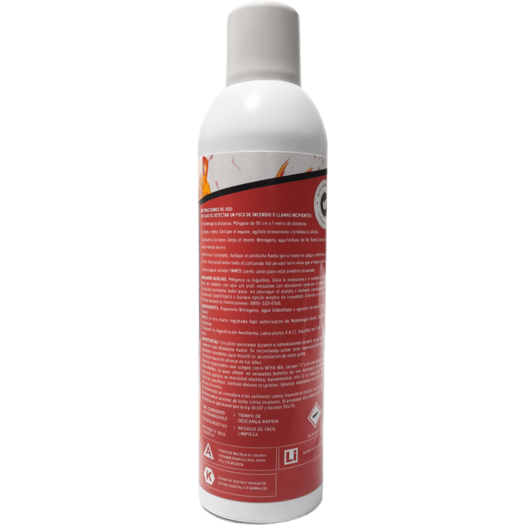 Extintor Portátil en Aerosol / Fuegos Clase A, K y Li / Baterías Ion-Litio / Descarga 35 s / Alcance 2 m (6.6 ft) / 250 ml / Tecnología Micelar VICTORY - Imagen 3