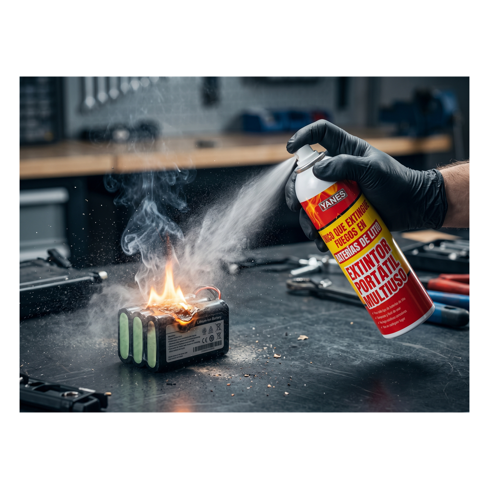 Extintor Portátil en Aerosol / Fuegos Clase A, K y Li / Baterías Ion-Litio / Descarga 35 s / Alcance 2 m (6.6 ft) / 250 ml / Tecnología Micelar VICTORY - Imagen 6