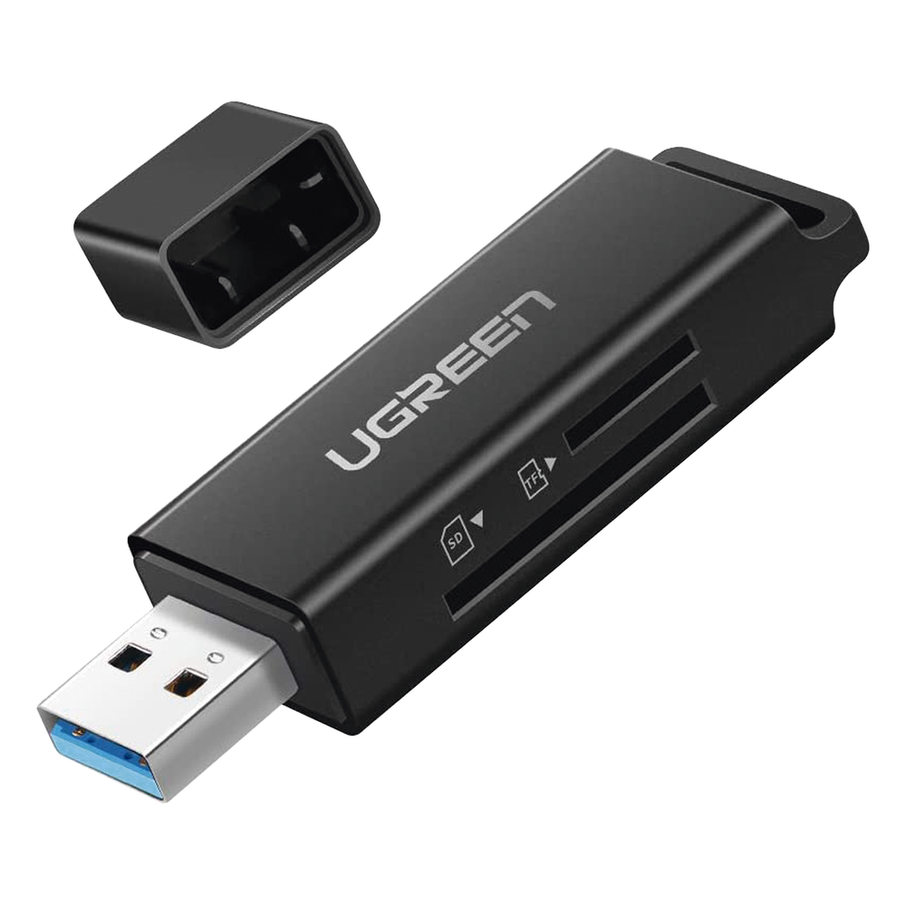 Lector de Tarjetas USB 3.0 Doble Ranura TF/SD Simultánea 5 Gbps Soporte 2 TB con Llavero UGREEN 40752 - Imagen 1