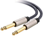 Cable de Audio Mono 6.35mm 1/4" Macho a 6.35mm 1/4" Macho 10 Metros Núcleo de Cobre Blindaje Interno Nylon Trenzado Color Negro 40815 - SILYMX