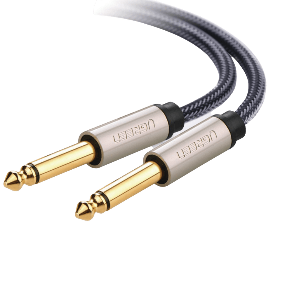 Cable de Audio Mono 6.35mm 1/4" Macho a 6.35mm 1/4" Macho 10 Metros Núcleo de Cobre Blindaje Interno Nylon Trenzado Color Negro 40815 - SILYMX
