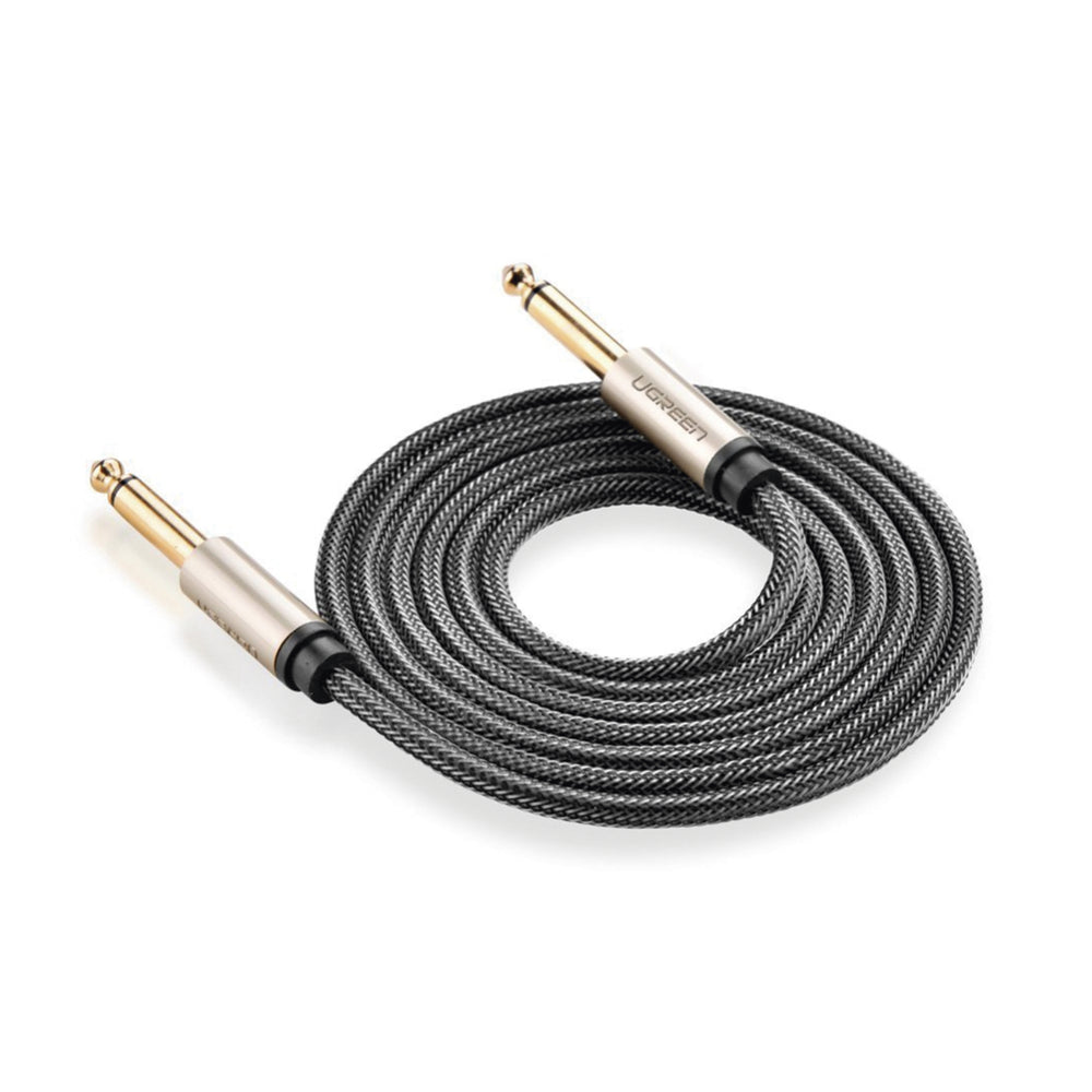 Cable de Audio Mono 6.35mm 1/4" Macho a 6.35mm 1/4" Macho 10 Metros Núcleo de Cobre Blindaje Interno Nylon Trenzado Color Negro 40815 - SILYMX