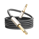 Cable de Audio Mono 6.35mm 1/4" Macho a 6.35mm 1/4" Macho 10 Metros Núcleo de Cobre Blindaje Interno Nylon Trenzado Color Negro 40815 - SILYMX