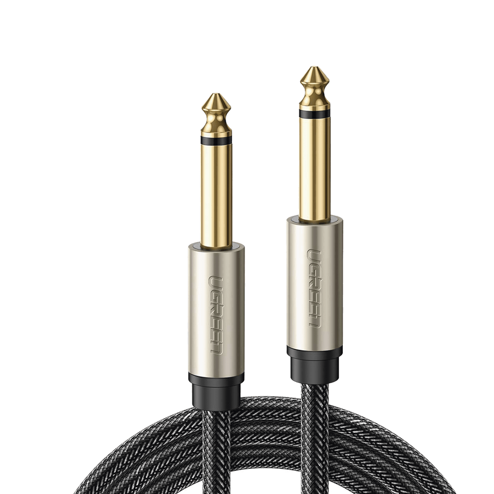 Cable de Audio Mono 6.35mm 1/4" Macho a 6.35mm 1/4" Macho 10 Metros Núcleo de Cobre Blindaje Interno Nylon Trenzado Color Negro 40815 - SILYMX