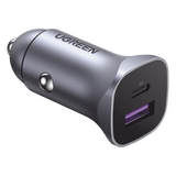 Cargador Vehicular 30W USB-C PD 3.0 y USB-A QC 3.0 Entrada 12-24V Aluminio UGREEN 40858 - Imagen 1