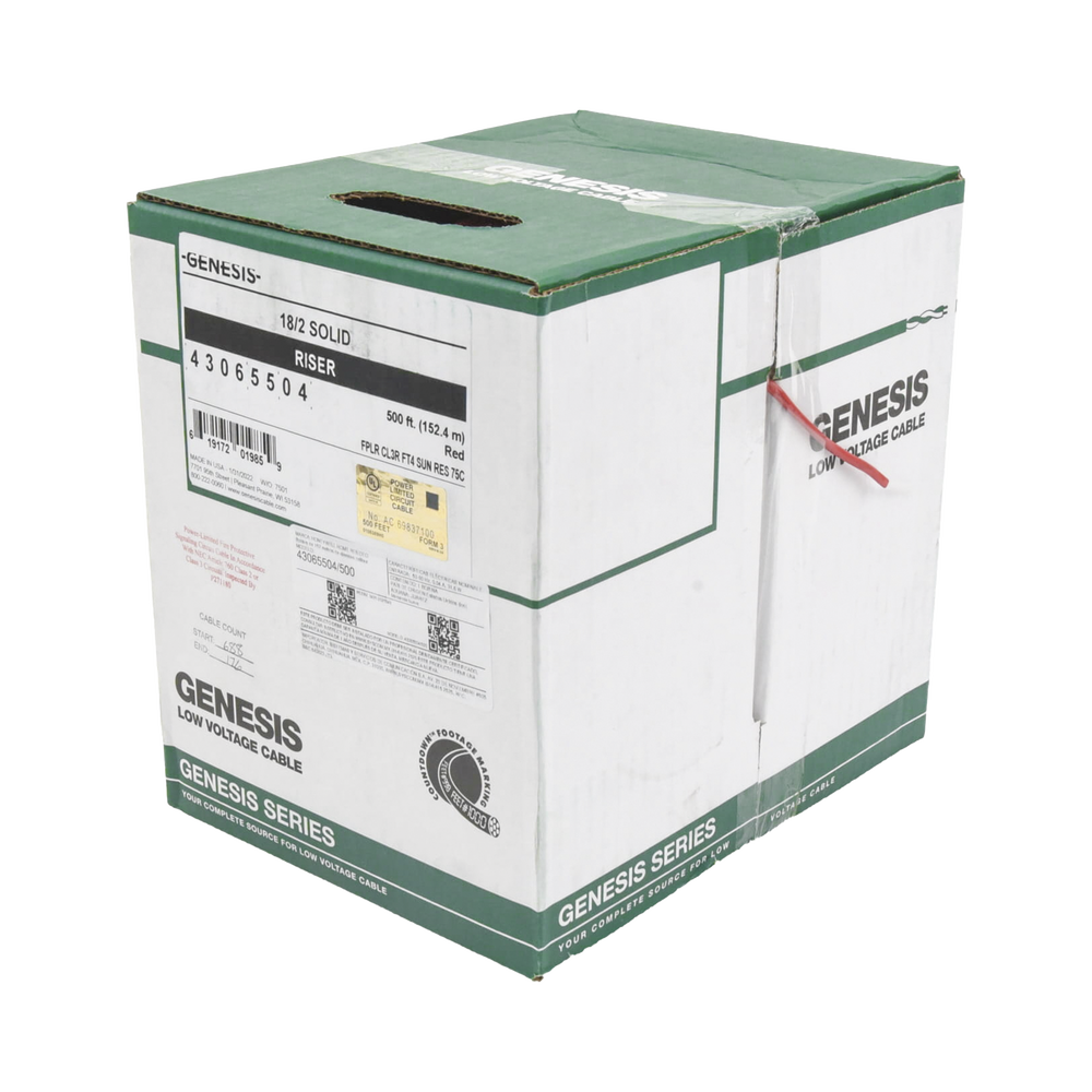 Bobina de Alambre 2x18 AWG Riser Resistente al Fuego Color Rojo FPLR CL3RC(UL) FT4 Sistemas Contra Incendio y Evacuación 152 Metros 4306-5504/500 - SILYMX