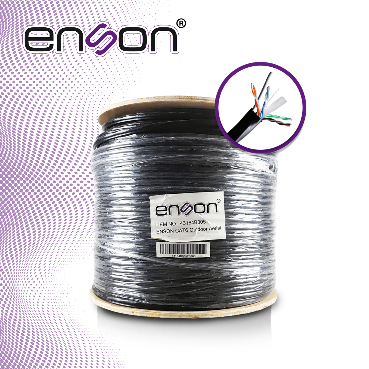 Cables Categoria 6ENSON43164B305Bobina Cable UTP Cat6 Aereo 305m (1000ft) Figura 8 Exterior 23 AWG 100% Cobre Enson 43164B305 - SILYMX