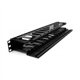 Organizador de Cable Horizontal Sencillo 1UR Base Metálica Negro SBETECH SBE-OH1UR - SILYMX