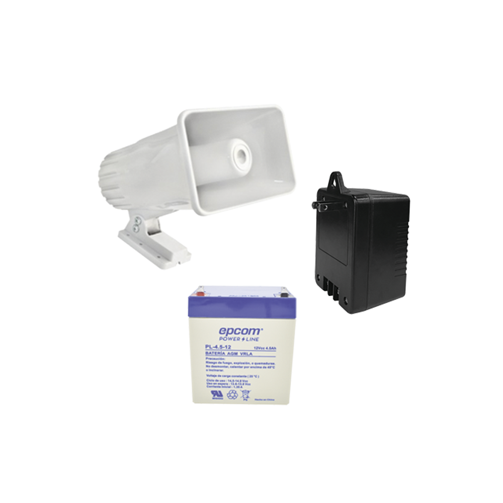 Kit de accesorios con Batería 4Ah Transformador 16.5Vca y sirena de 30 watts 4A16V30W - SILYMX