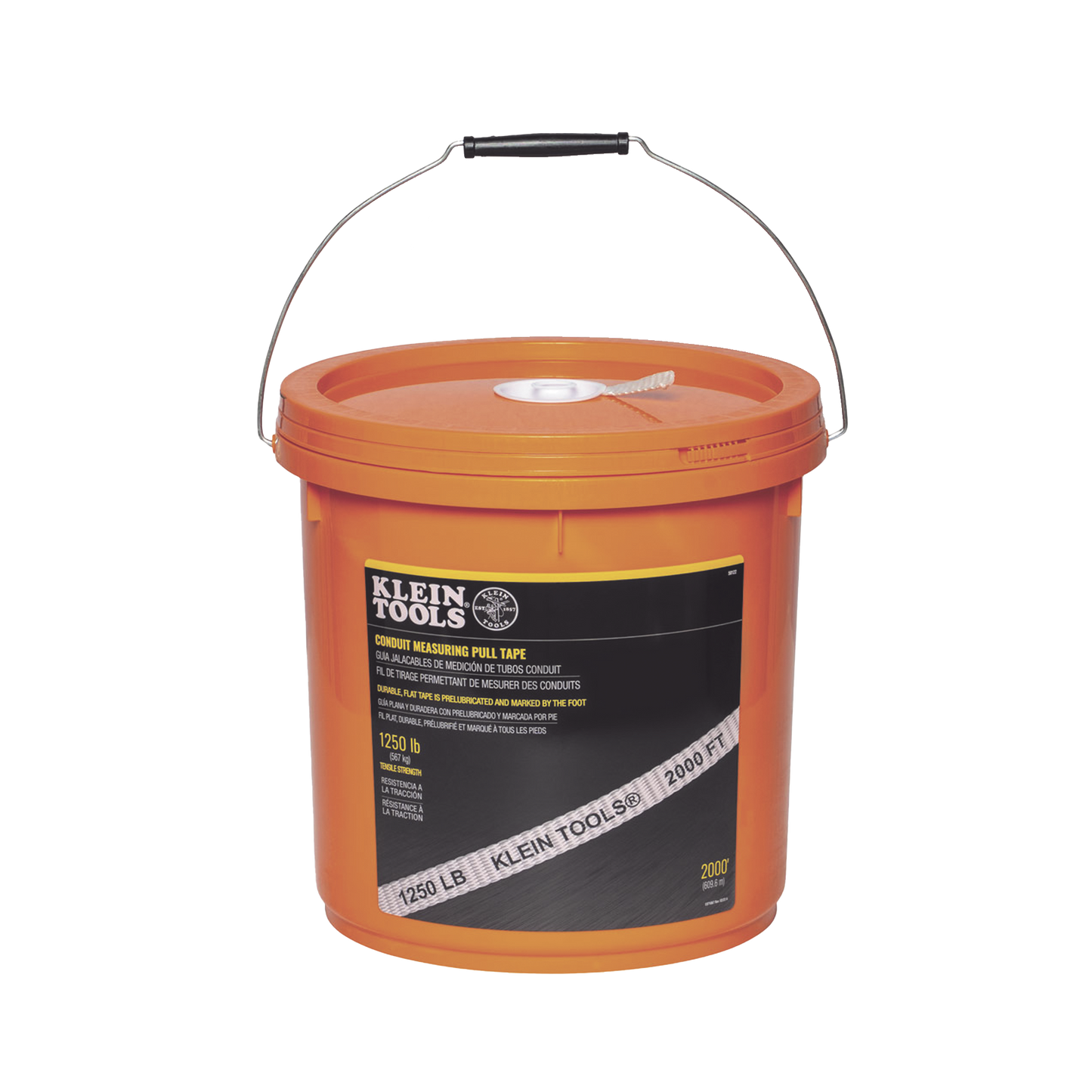 Cinta para Medir Conductos de 609m con Resistencia a la Tracción de 567 kg en Presentación de Cubeta KLEIN TOOLS 50122 - SILYMX