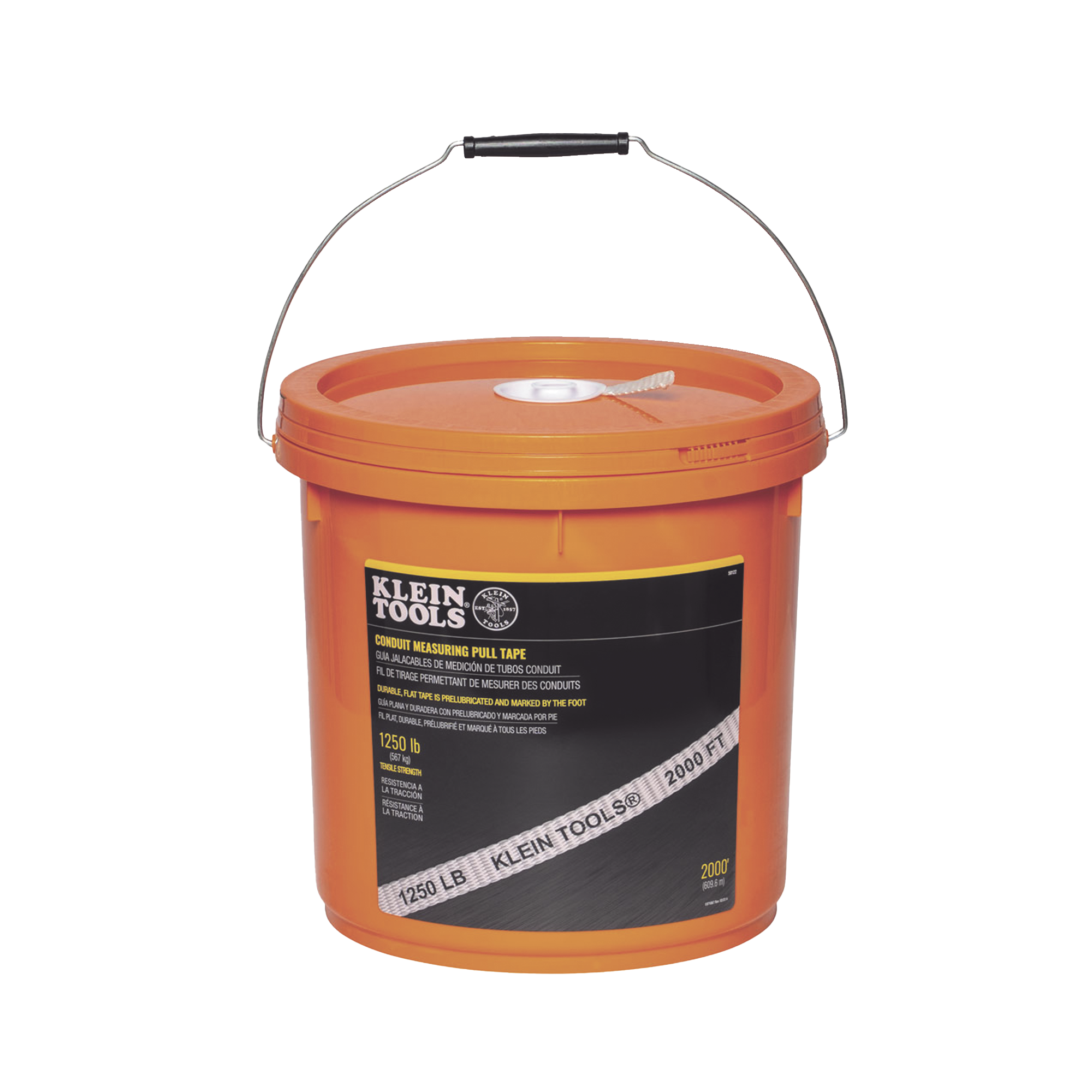 Cinta para Medir Conductos de 609m con Resistencia a la Tracción de 567 kg en Presentación de Cubeta KLEIN TOOLS 50122 - SILYMX