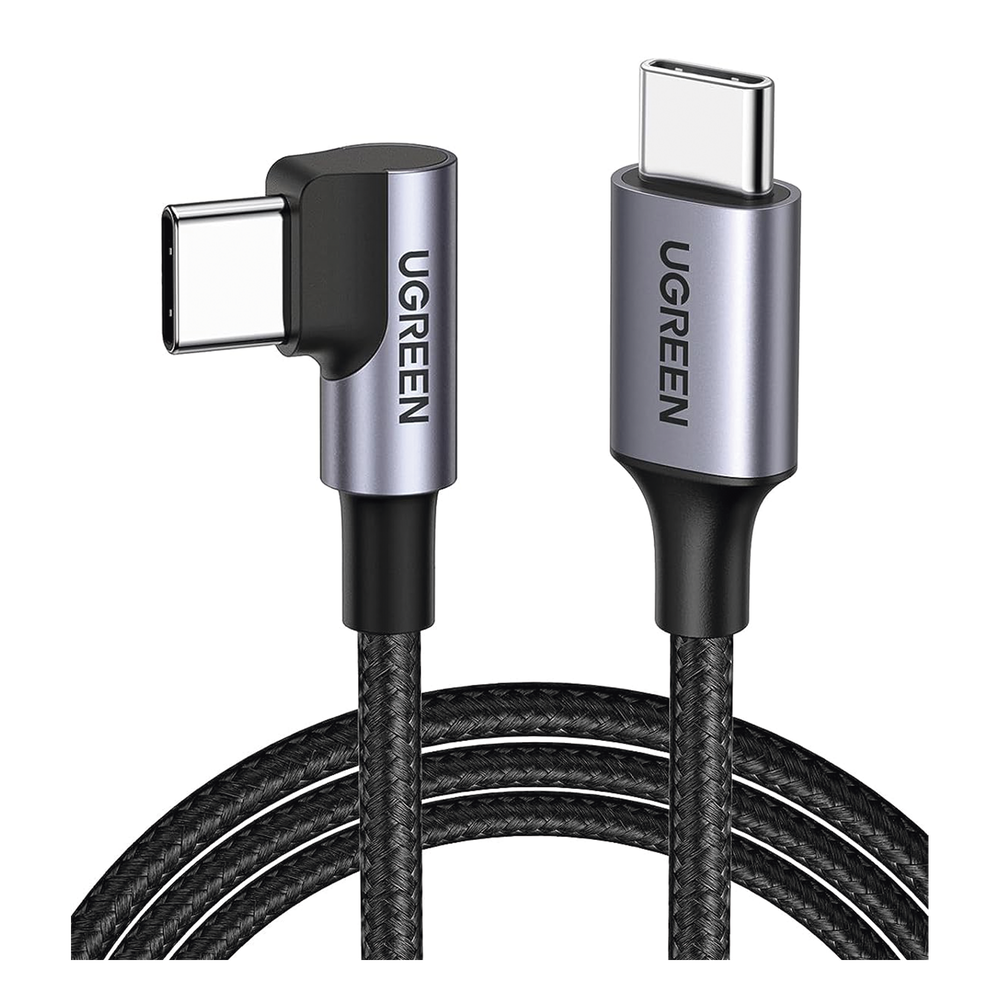 Cable USB-C a USB-C / 1 Metro (3.28 Pies) / Conector 90° / Carga 60W / 480 Mbps / Nylon Trenzado / Aluminio UGREEN - Imagen 1