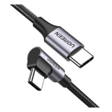 Cable USB-C a USB-C / 1 Metro (3.28 Pies) / Conector 90° / Carga 60W / 480 Mbps / Nylon Trenzado / Aluminio UGREEN - Imagen 2