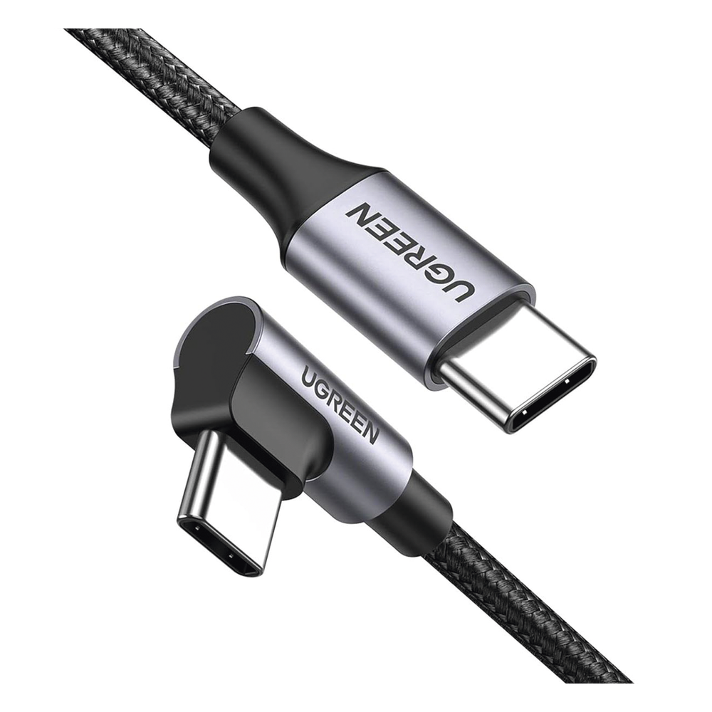 Cable USB-C a USB-C / 1 Metro (3.28 Pies) / Conector 90° / Carga 60W / 480 Mbps / Nylon Trenzado / Aluminio UGREEN - Imagen 2