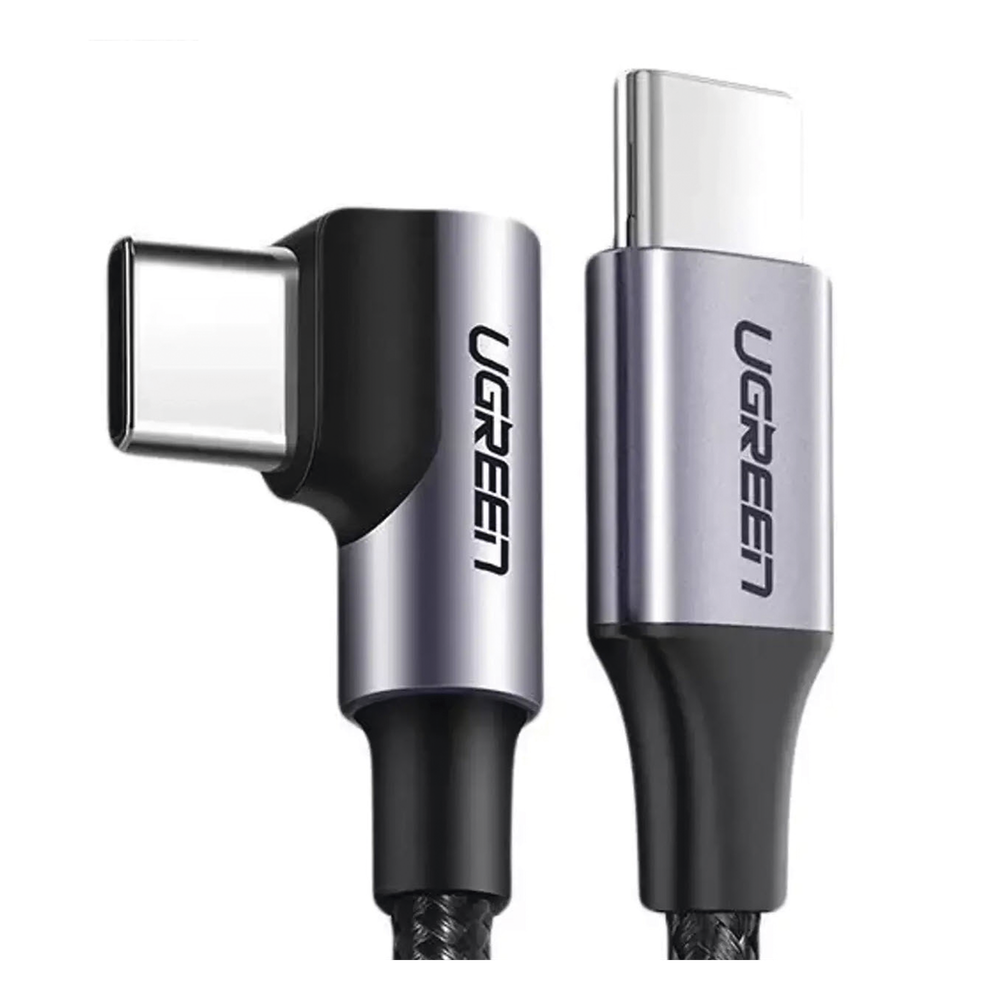 Cable USB-C a USB-C / 1 Metro (3.28 Pies) / Conector 90° / Carga 60W / 480 Mbps / Nylon Trenzado / Aluminio UGREEN - Imagen 3