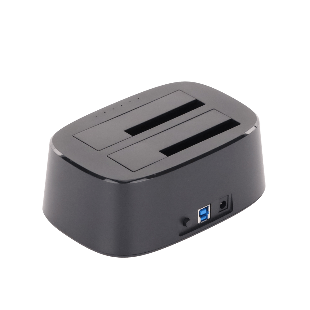 Base USB 3.0 para Disco Duro de Doble Bahía Soporta Discos SATA de 2.5' & 3.5´Soporta discos de 12TB UASP SATA 3.0 adaptador de corriente 12V3A Cable USB 1M 50854 - SILYMX