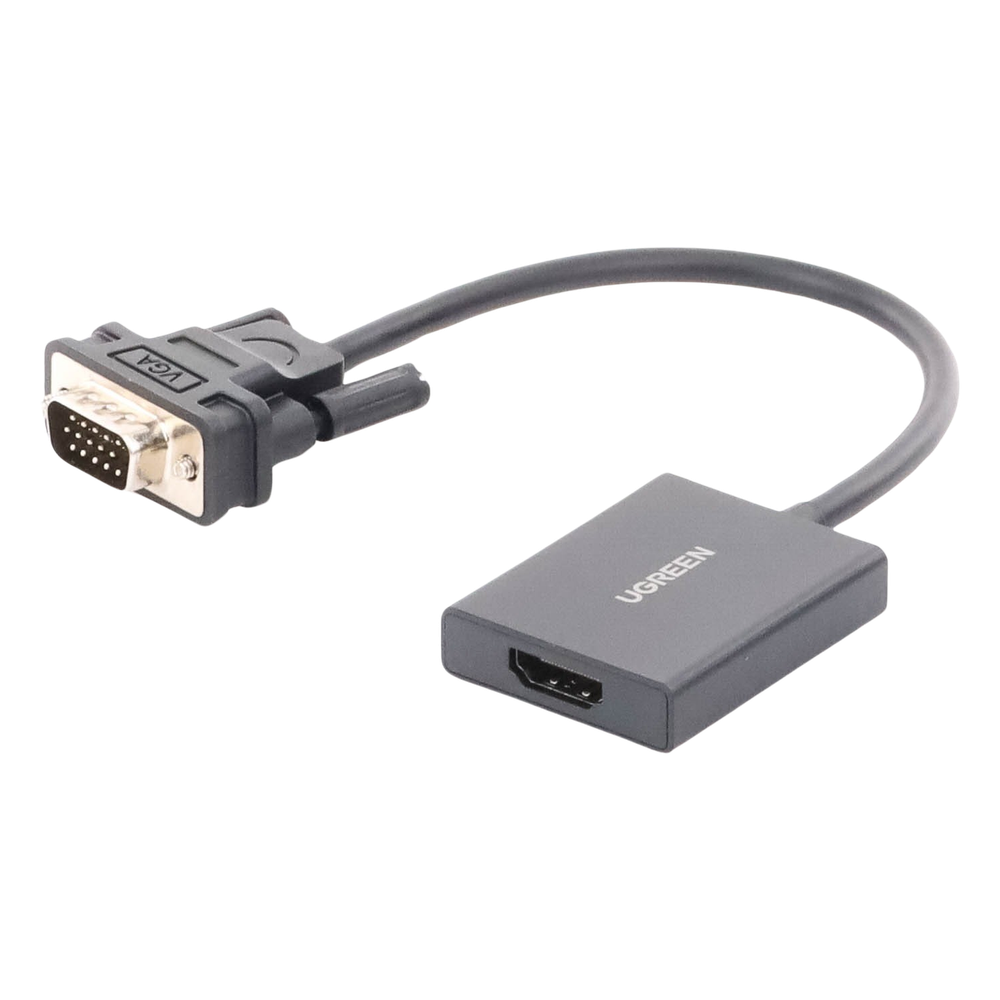 Adaptador VGA a HDMI 1080P@60Hz Audio 3.5mm USB-C 5V Cable 15cm 28AWG UGREEN 50945 - Imagen 2