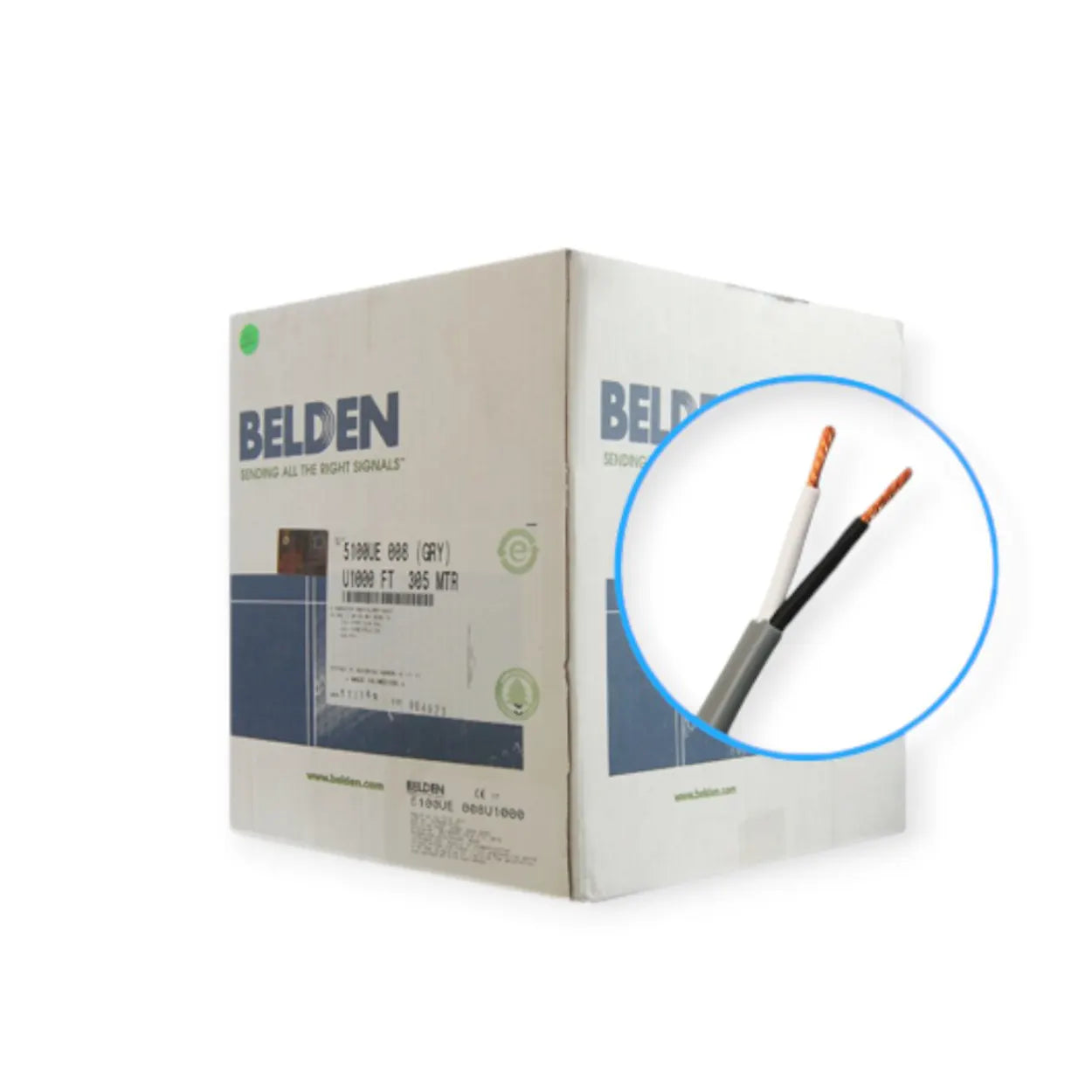 Bobina de Cable Belden 2x14 AWG Rfpvc Sin blindar CMR 305 Metros Gris 5100UE 0081000 - SILYMX