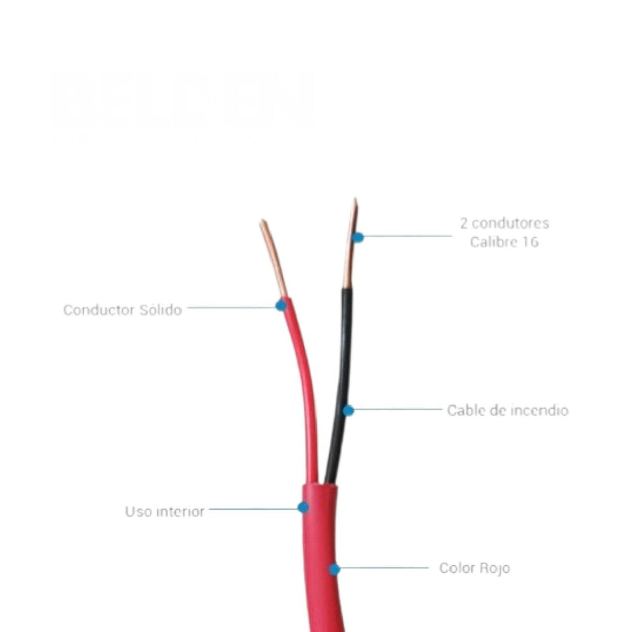 Bobina de alambre para alarma contra incendio Belden 2x16 AWG color rojo 305 Metros 5220UL 0021000 - SILYMX