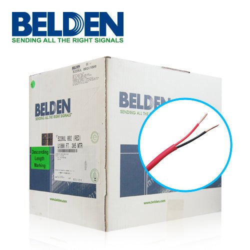 Bobina de alambre para alarma contra incendio Belden 2x16 AWG color rojo 305 Metros 5220UL 002U1000 - SILYMX