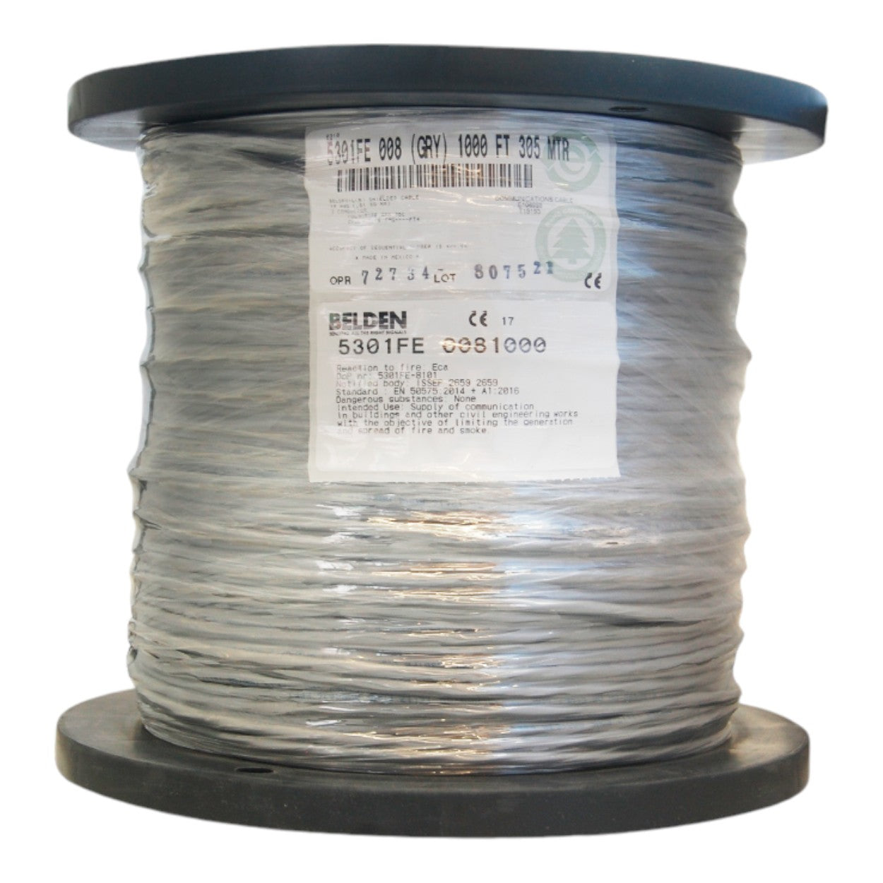 Bobina de Cable Belden 3x18 AWG Blindado Gris 305 Metros 5301FE 0081000 - SILYMX