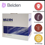 Bobina Cable 305m (1000ft) 3x18 AWG Gris Cobre PVC RoHS Belden 5301UE 0081000 - SILYMX