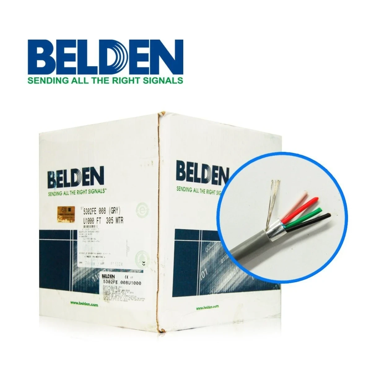 Bobina de Cable Belden 4x18 AWG Blindado 5302FE 305 Metros Gris 5302FE 0081000 - SILYMX