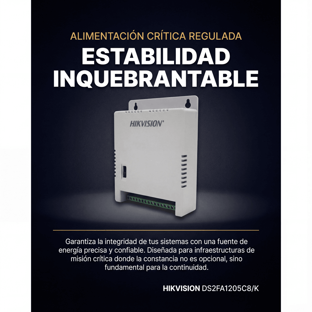 Fuentes de PoderHIKVISIONDS-2FA1205-C8/KFuente de Poder Regulada 12 Vcc 13.5 Vcc 15 Vcc para 8 Cámaras 1 Amp por Salida Voltaje de Entrada 90 - 130 VCA para Largas Distancias DS - 2FA1205 - C8/K - SILYMX