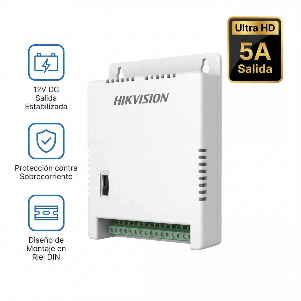 Fuentes de PoderHIKVISIONDS-2FA1205-C8/KFuente de Poder Regulada 12 Vcc 13.5 Vcc 15 Vcc para 8 Cámaras 1 Amp por Salida Voltaje de Entrada 90 - 130 VCA para Largas Distancias DS - 2FA1205 - C8/K - SILYMX